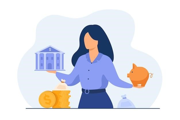 Women Holding Piggybank and House