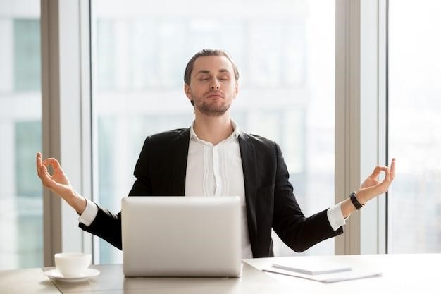 Man Medicating in Office